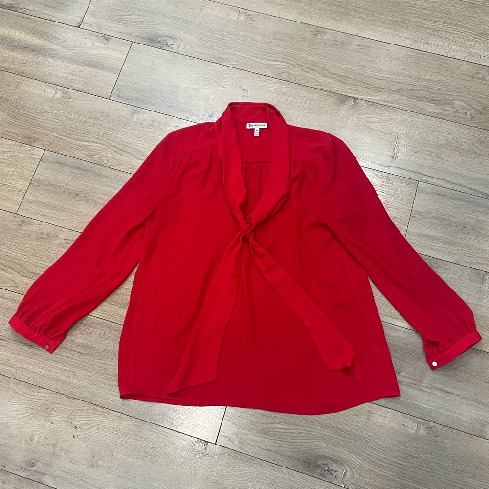 Juicy couture red long sleeve blouse
